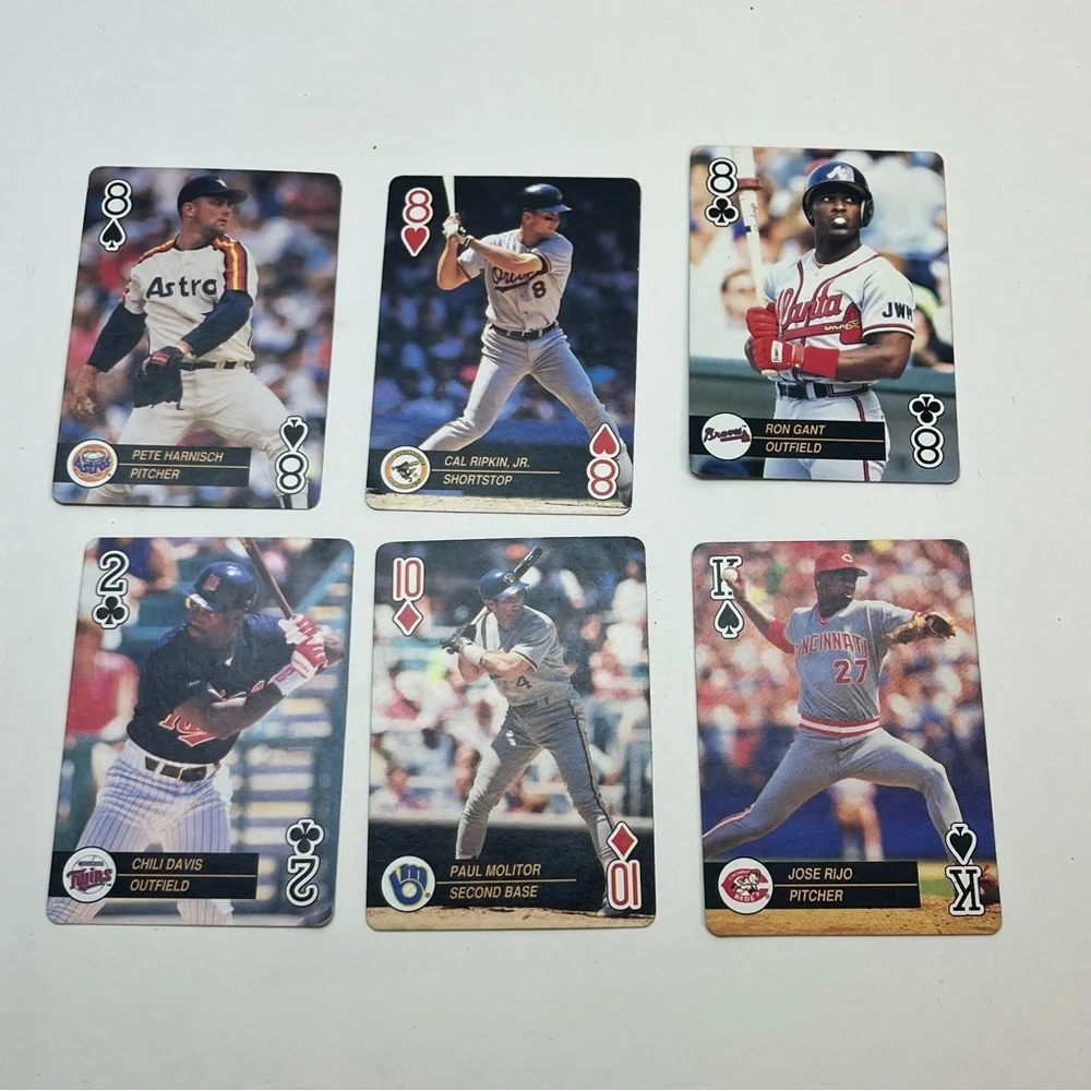 1992 u.s. playing card co. baseball lot‎ of 6 cards ephemera crafts junk journal
